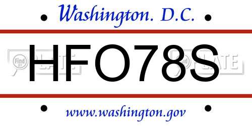 HFO78S District Of Columbia License Plate