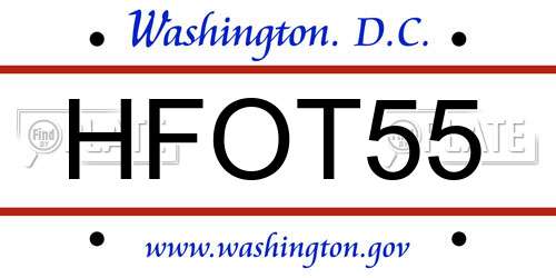 HFOT55 District Of Columbia License Plate