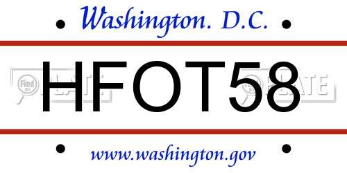 HFOT58 District Of Columbia License Plate