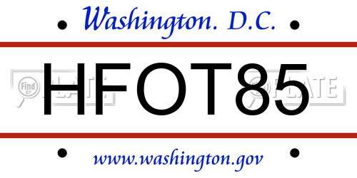 HFOT85 District Of Columbia License Plate
