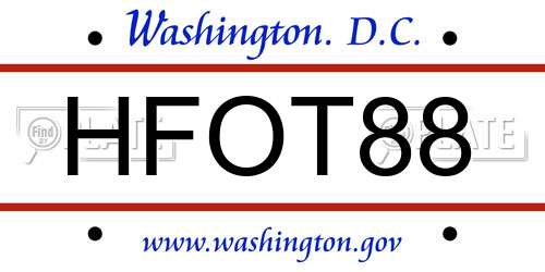 HFOT88 District Of Columbia License Plate