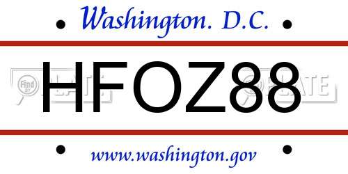 HFOZ88 District Of Columbia License Plate
