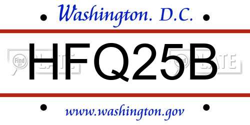 HFQ25B District Of Columbia License Plate