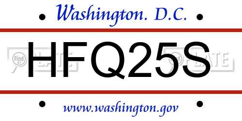 HFQ25S District Of Columbia License Plate