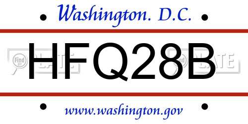 HFQ28B District Of Columbia License Plate