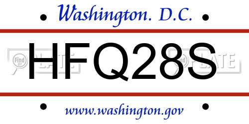 HFQ28S District Of Columbia License Plate
