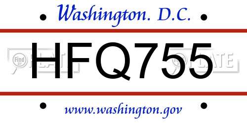 HFQ755 District Of Columbia License Plate