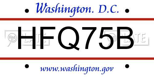 HFQ75B District Of Columbia License Plate