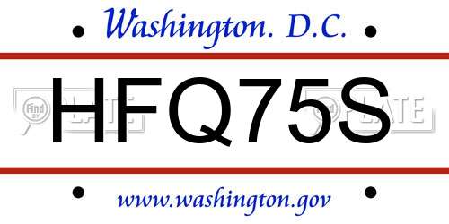 HFQ75S District Of Columbia License Plate