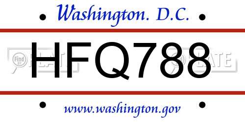 HFQ788 District Of Columbia License Plate