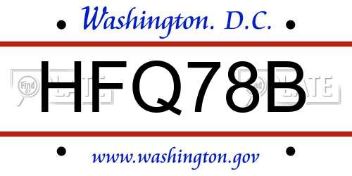 HFQ78B District Of Columbia License Plate