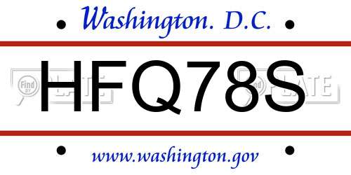 HFQ78S District Of Columbia License Plate
