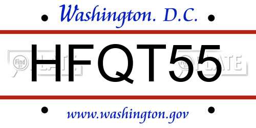 HFQT55 District Of Columbia License Plate