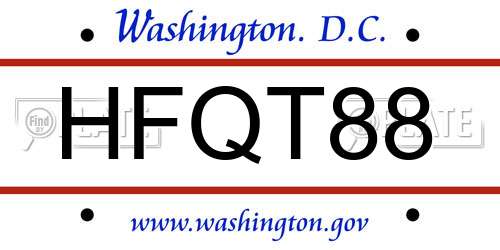HFQT88 District Of Columbia License Plate
