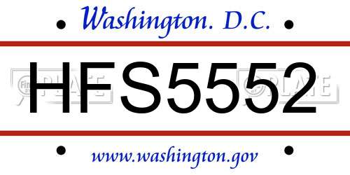 HFS5552 District Of Columbia License Plate