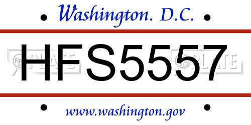 HFS5557 District Of Columbia License Plate