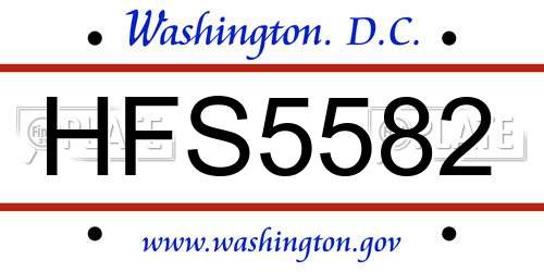 HFS5582 District Of Columbia License Plate