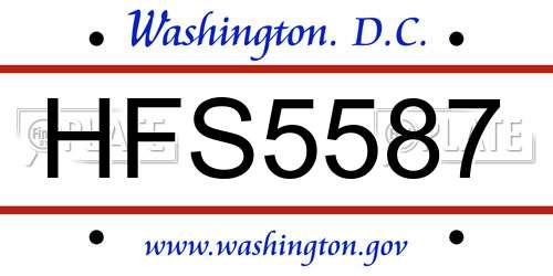 HFS5587 District Of Columbia License Plate