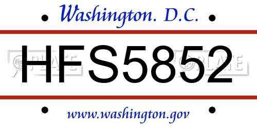 HFS5852 District Of Columbia License Plate