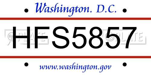 HFS5857 District Of Columbia License Plate