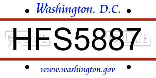 HFS5887 District Of Columbia License Plate