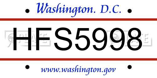 HFS5998 District Of Columbia License Plate