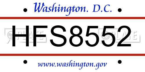HFS8552 District Of Columbia License Plate