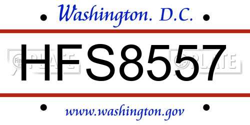 HFS8557 District Of Columbia License Plate