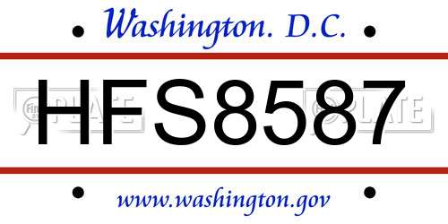 HFS8587 District Of Columbia License Plate