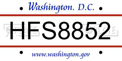 HFS8852 District Of Columbia License Plate
