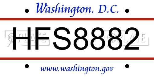 HFS8882 District Of Columbia License Plate
