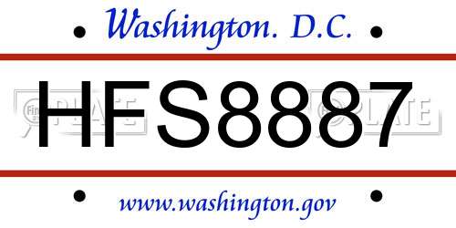 HFS8887 District Of Columbia License Plate