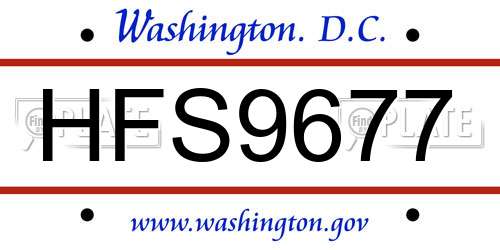 HFS9677 District Of Columbia License Plate
