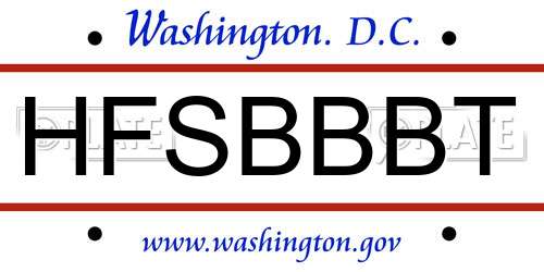 HFSBBBT District Of Columbia License Plate