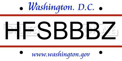 HFSBBBZ District Of Columbia License Plate