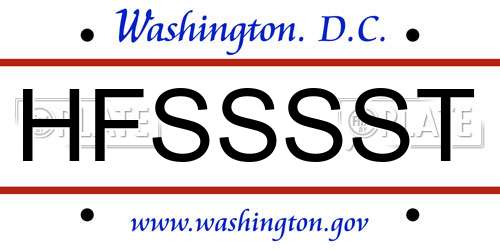 HFSSSST District Of Columbia License Plate