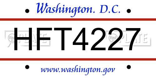 HFT4227 District Of Columbia License Plate