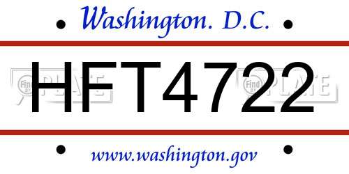 HFT4722 District Of Columbia License Plate