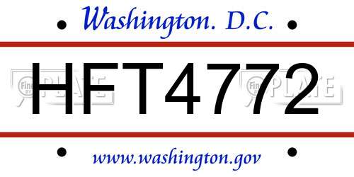 HFT4772 District Of Columbia License Plate