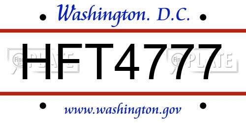 HFT4777 District Of Columbia License Plate