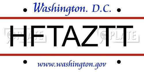 HFTAZTT District Of Columbia License Plate