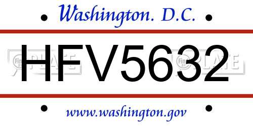 HFV5632 District Of Columbia License Plate