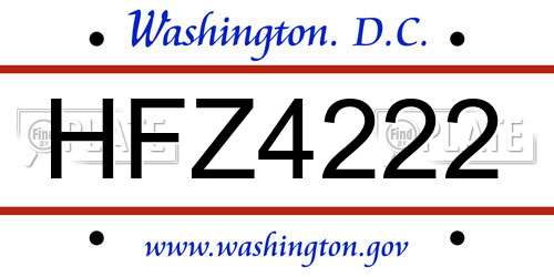 HFZ4222 District Of Columbia License Plate