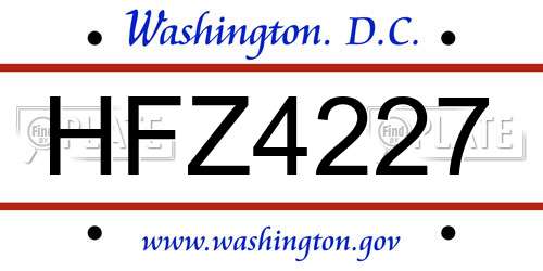 HFZ4227 District Of Columbia License Plate