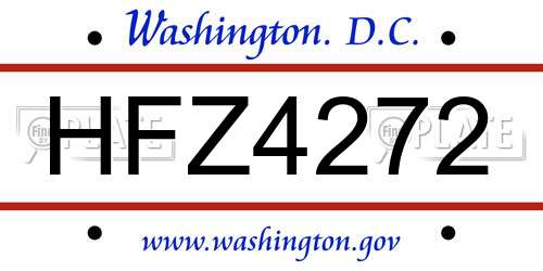 HFZ4272 District Of Columbia License Plate