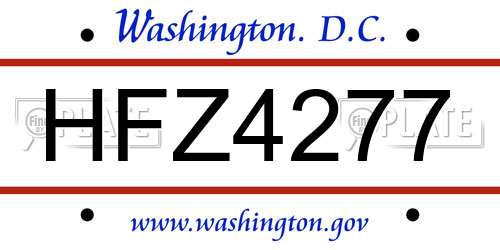 HFZ4277 District Of Columbia License Plate