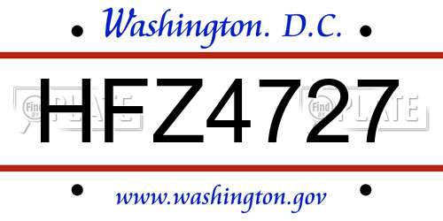 HFZ4727 District Of Columbia License Plate