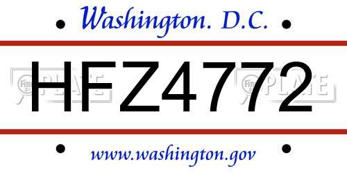 HFZ4772 District Of Columbia License Plate