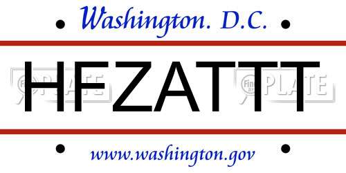 HFZATTT District Of Columbia License Plate