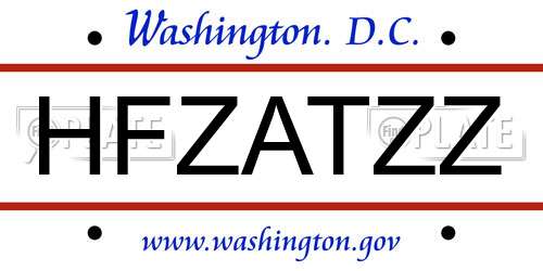 HFZATZZ District Of Columbia License Plate